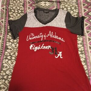 Ameda Women's Crimson and Charcoal Short Sleeve Tee